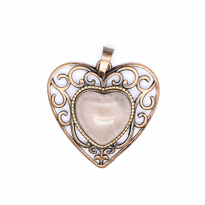 Retro Hollow Natural Rose Quartz Pendants PW-WGAB5DC-20-1