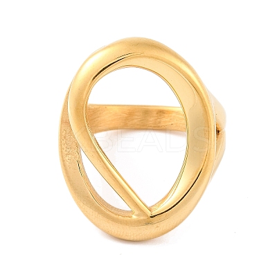 Ion Plating(IP) 304 Stainless Steel Oval Finger Rings for Women RJEW-S414-70B-G-1