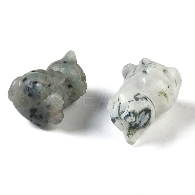 Natural Mixed Gemstone Carved Cat Figurines DJEW-M015-04-1