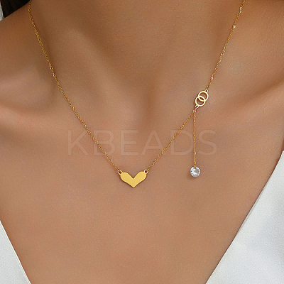 201 Stainless Steel Heart Pendant Necklace for Women XB0249-1