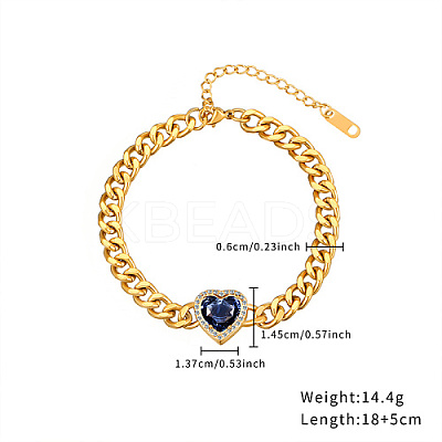 Heart Cubic Zirconia Link Bracelets LS-YD9481-1-1