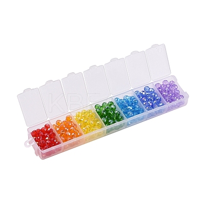 350Pcs 7 Style Baking Paint & Electroplate Glass Beads EGLA-YW0001-18-1