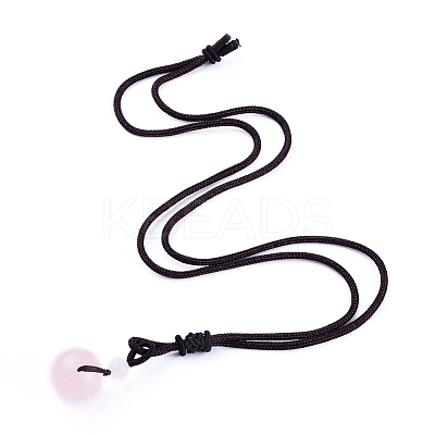 Natural Rose Quartz Pendant Necklaces NJEW-P241-A16-1
