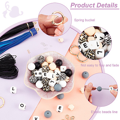 DIY Word Love Keychain Wristlet Making Kits DIY-PH0008-76-1