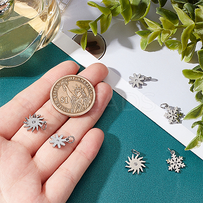 6Pcs 3 Style Eco-Friendly 316 Surgical Stainless Steel Micro Pave Clear Cubic Zirconia Charms RB-UN0001-06-1