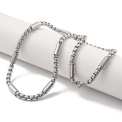 Non-Tarnish 304 Stainless Steel Box Chain Necklaces NJEW-R266-09C-P-1