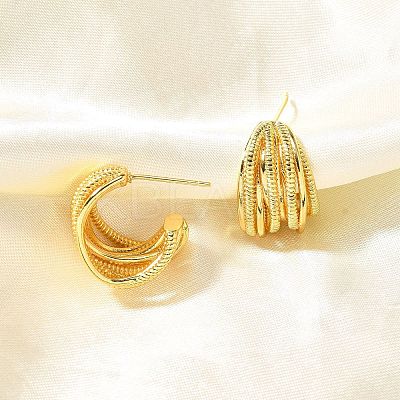 Multilayer C-Shaped Brass Stud Earrings EJEW-R018-03G-1