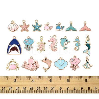 40Pcs 20 Styles Sea Animals Alloy Enamel Pendants ENAM-FS0003-49-1