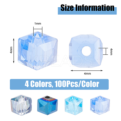 4 Strand 4 Color Transparent Electroplate Glass Beads Strands EGLA-DC0001-07C-1