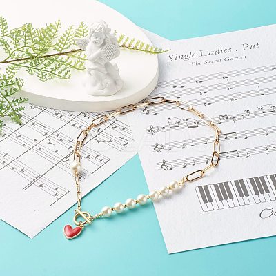 Glass Pearl Beaded Necklaces NJEW-TA00004-1