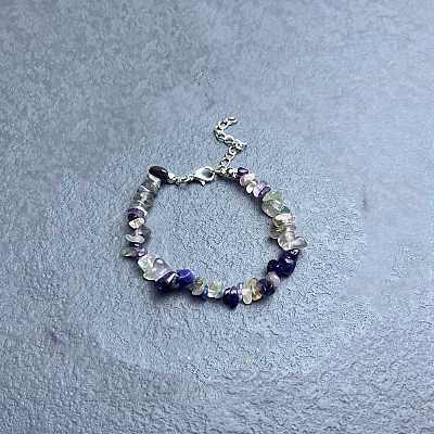 Natural Fluorite Chip Beaded Bracelets for Women IW6789-14-1