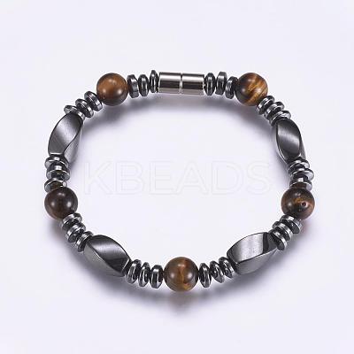 Non-Magnetic Synthetic Hematite Beaded Bracelets BJEW-P178-12-1