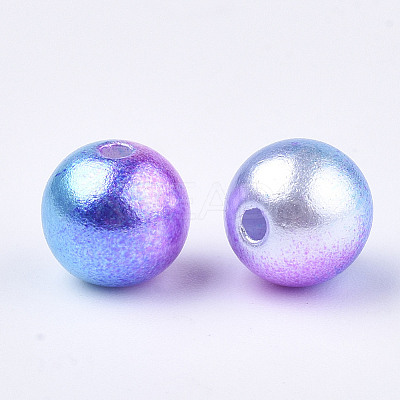 Rainbow ABS Plastic Imitation Pearl Beads X1-OACR-Q174-6mm-06-1