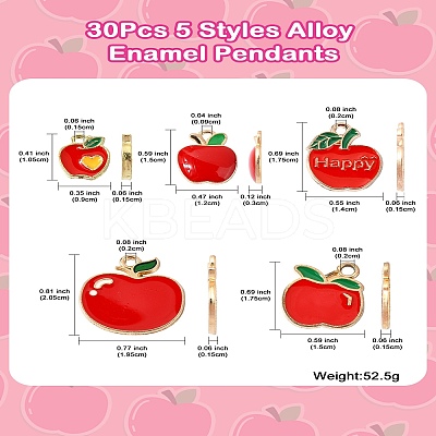 30Pcs 5 Styles Alloy Enamel Pendants ENAM-CJ0006-39-1