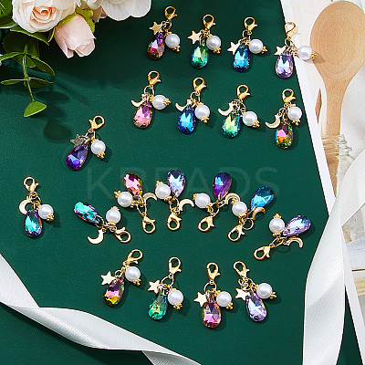 28Pcs 7 Colors Glass & Acrylic Pendant Decorations HJEW-FH00134-1