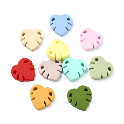 18Pcs 18 Colors Monstera Leaf Food Grade Eco-Friendly Silicone Beads SIL-CJ0002-76-1