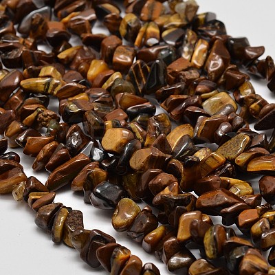 Chip Natural Tiger Eye Beads Strands X-G-N0134-09-1