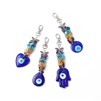 Handmade Lampwork Evil Eye Pendant Decoration HJEW-JM00773-1