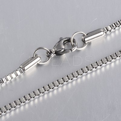 Tarnish Resistant 304 Stainless Steel Box Chain Necklaces STAS-O053-27P-1