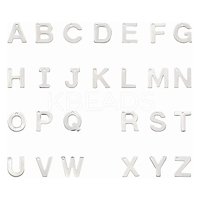 Tarnish Resistant 201 Stainless Steel Letter Charms STAS-S036-M-1
