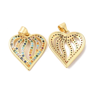 Real 16K Gold Plated Brass Micro Pave Colorful Cubic Zirconia Pendants ZIRC-L103-027G-02-1
