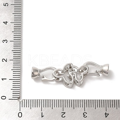 Flower Brass Micro Pave Clear Cubic Zirconia Fold Over Clasps KK-A227-28P-1