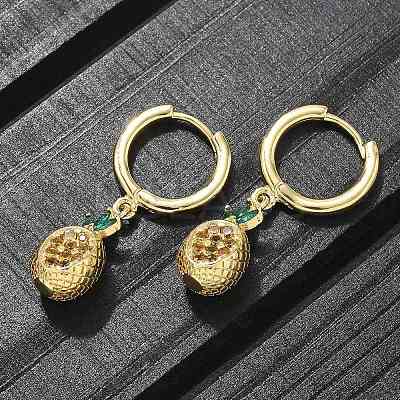Brass Cubic Zirconia Hoop Earrings EJEW-Q015-02G-1
