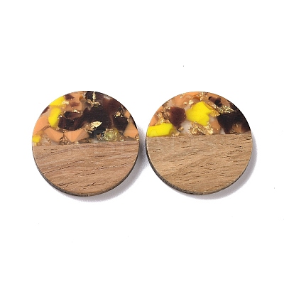 Transparent Resin & Walnut Wood Pendants RESI-N025-045-1