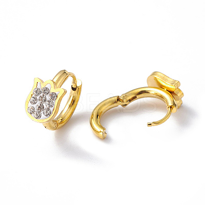 Crystal Rhinestone Tulip Flower Hoop Earrings EJEW-A094-06G-1