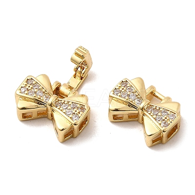 Brass Micro Pave Clear Cubic Zirconia Fold Over Clasps KK-C075-30G-1
