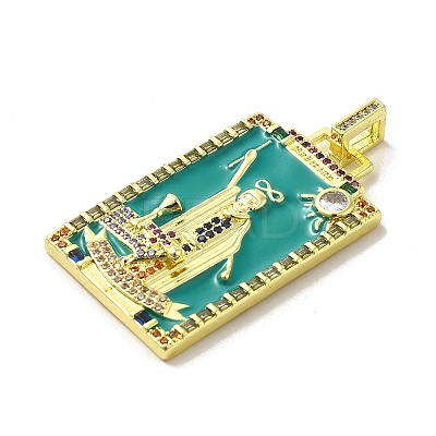 Brass Micro Pave Cubic Zirconia Pendants with Enamel KK-H458-03G-15-1