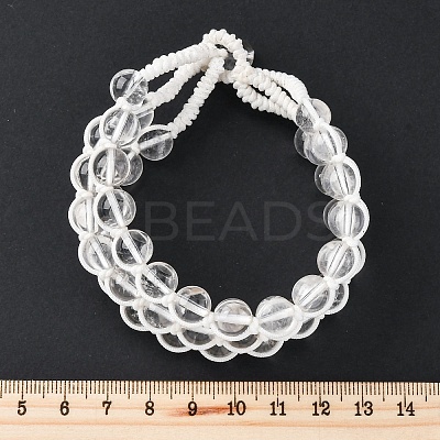 Natural Quartz Crystal Round Beaded Multi-strand Bracelets for Men Women BJEW-G743-02C-1