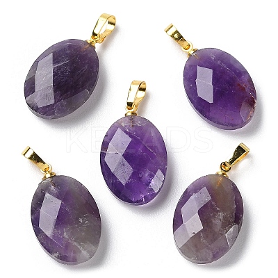 Natural Amethyst Pendants G-E603-03G-02-1