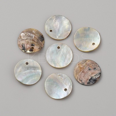 Natural Akoya Shell Flat Round Pendants BSHE-WH0002-04C-1