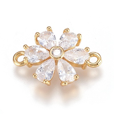 Brass Micro Pave Cubic Zirconia Links ZIRC-F087-10-RS-1