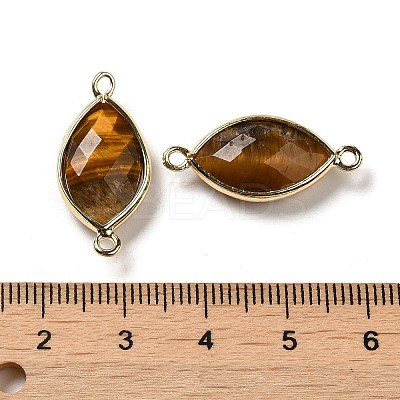 Natural Tiger Eye Faceted Connector Charms G-K347-03G-20-1