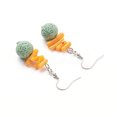 Natural Lava Rock Dangle Earrings EJEW-E260-B08-1