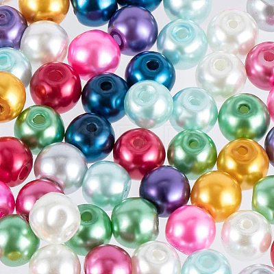 6mm Multicolor Round Glass Pearl Beads About 200pcs for Jewelry Necklace Craft Making HY-PH0008-6mm-01M-1