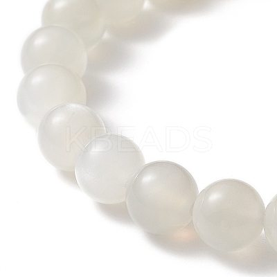 Natural White Moonstone & Alloy Buddha Head Beaded Stretch Bracelet BJEW-JB08913-01-1