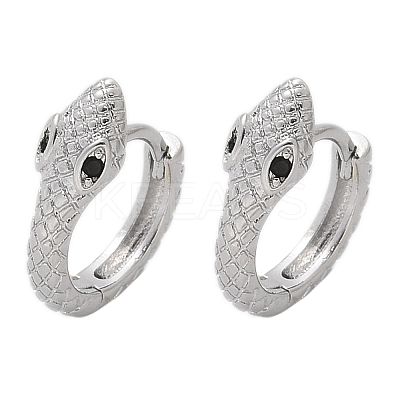 Brass Cubic Zirconia Hoop Earrings EJEW-Q014-08P-1