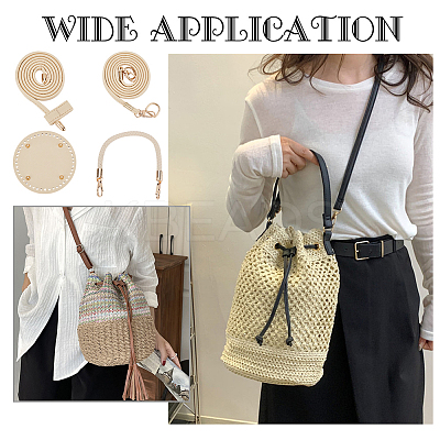 Imitation Leather Bag Bottoms & Purse Strap & Drawstring for Bucket Bag Set FIND-WR0009-88-1