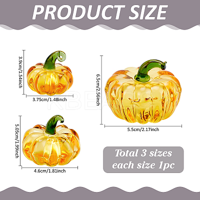 3Pcs 3 Styles Glass Pumpkin Display Decorations DJEW-PH0001-68C-1
