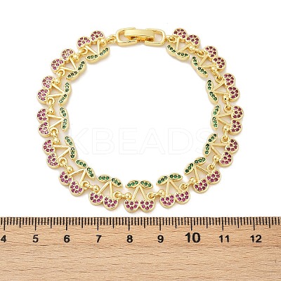 Brass Micro Pave Cubic Zirconia Link Bracelets for Women BJEW-Z126-05G-02-1