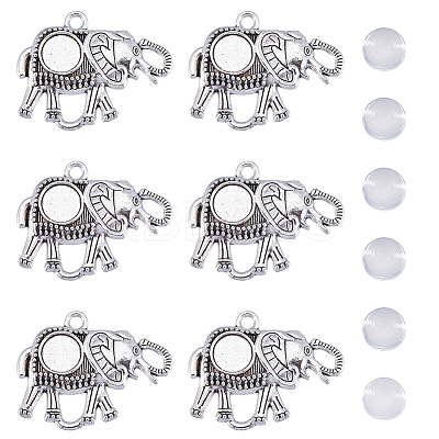 DIY Blank Dome Elephant Pendant Making Kit DIY-SC0022-08-1
