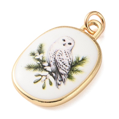 Golden Tone Brass Enamel Pendants KK-CBADFD5-03G-D-1