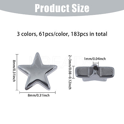 3Strands 3 Colors Non-magnetic Synthetic Hematite Bead Strands G-CA0001-81A-1