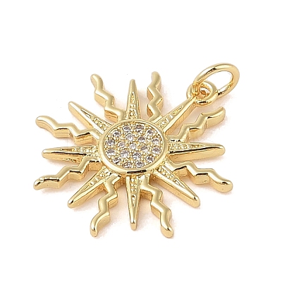 Brass Micro Pave Clear Cubic Zirconia Pendants ZIRC-A013-53G-1