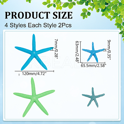 8Pcs 4 Styles Resin & Acrylic Artificial Starfish Ornaments OACR-WR0001-07-1