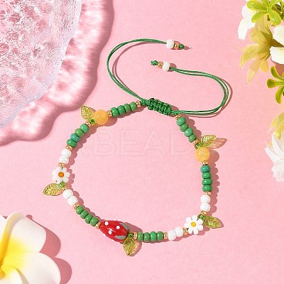 Glass Seed Beads & Lampwork Beads Braided Bead Bracelets for Women BJEW-MZ00212-03-1