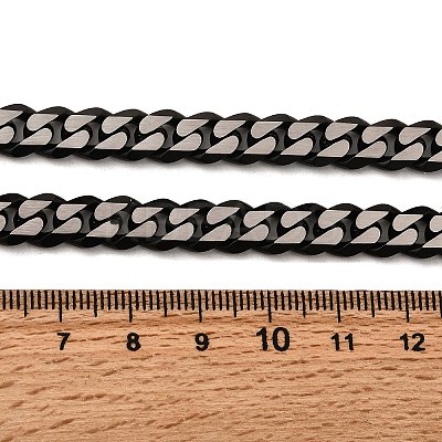 Ion Plating(IP) Matte Style 304 Stainless Steel Cuban Link Chain Necklaces for Men NJEW-B116-05B-1
